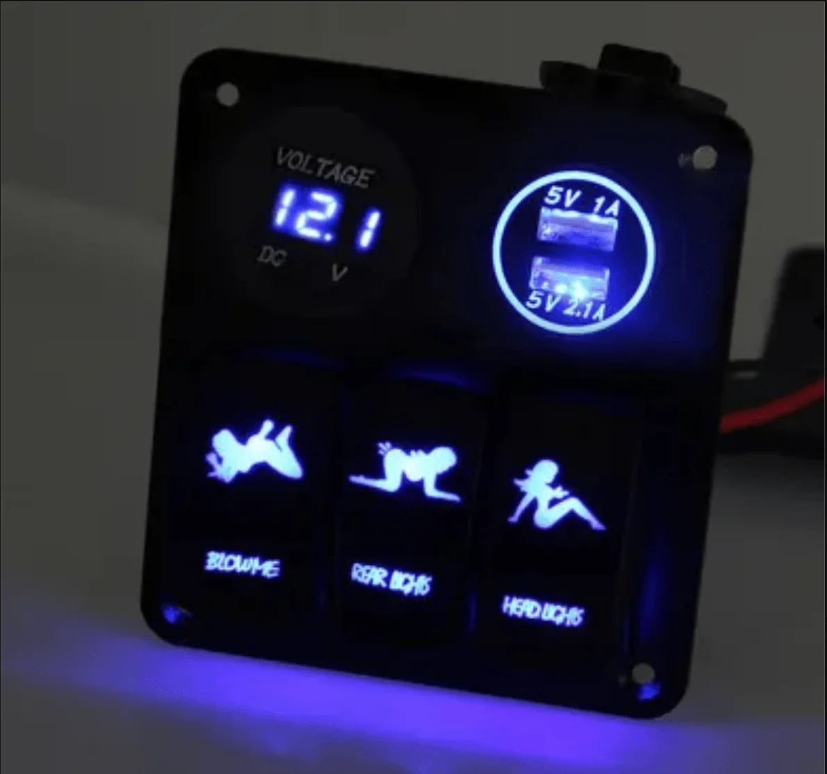 12v Switch Panel - Rocker Switch Panel 3Pin | Blue LED | Blow Me | Rear Lights | Head lights - Image 2