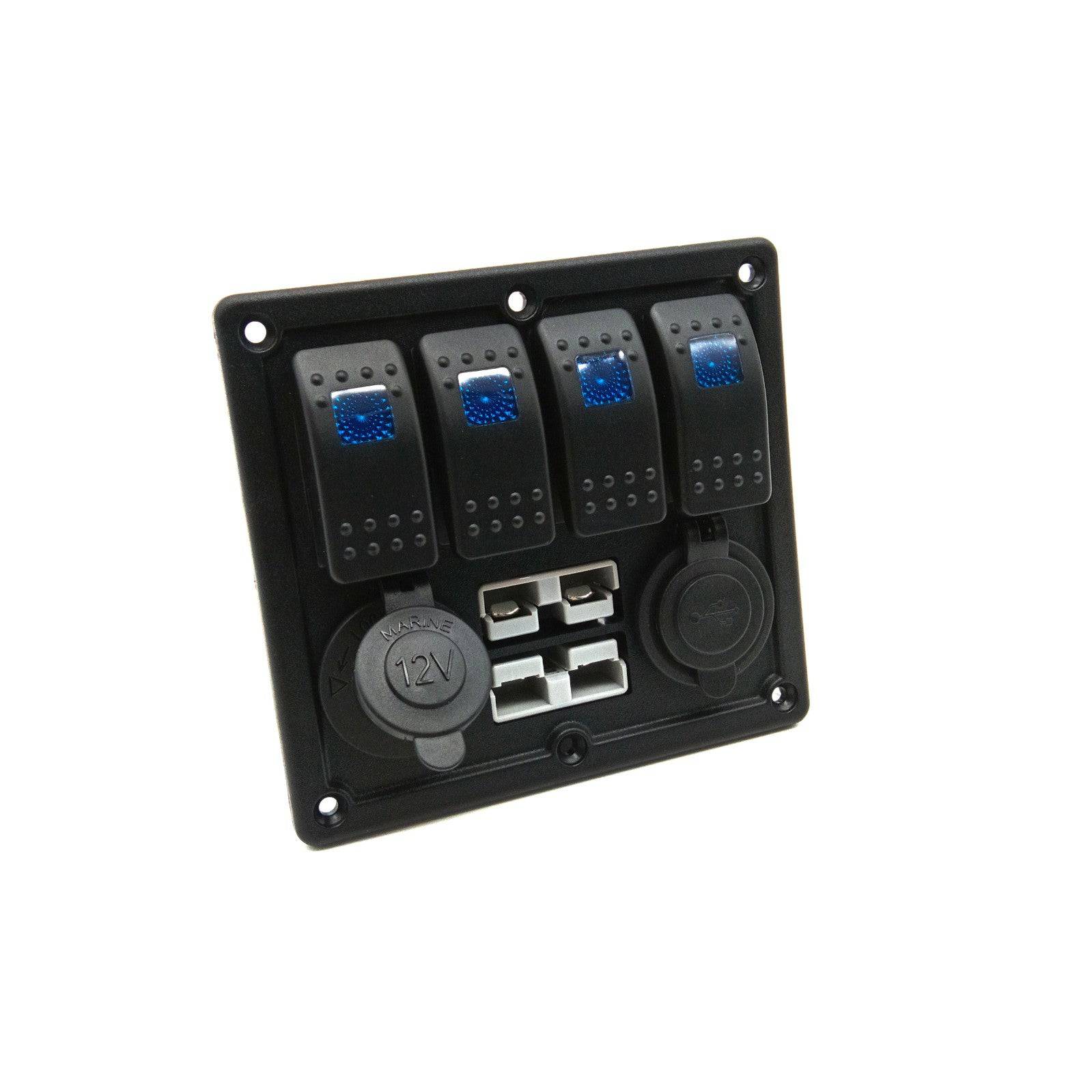 12V Switch Panel - 4way Rocker Switch Panel | 50amp Dual Anderson | USB Input - Image 3