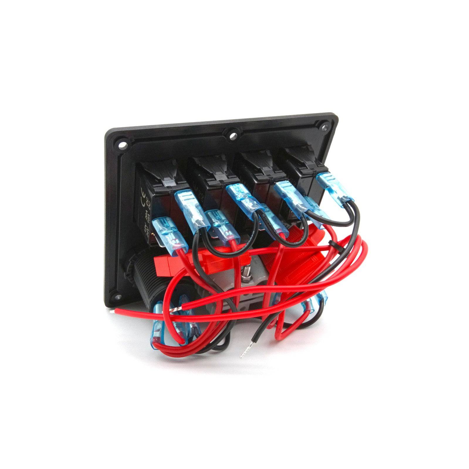 12V Switch Panel - 4way Rocker Switch Panel | 50amp Dual Anderson | USB Input - Image 4