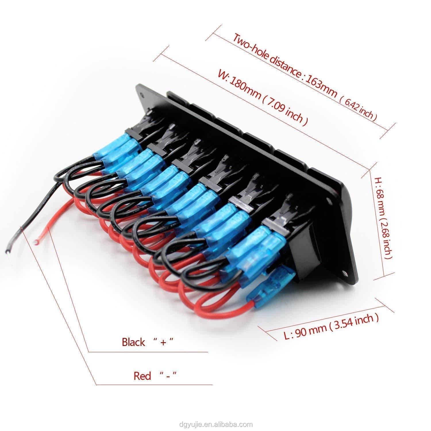 12V Switch Panel - 6 Gang | Dual USB | Rocker Switch Control Panel - Image 3