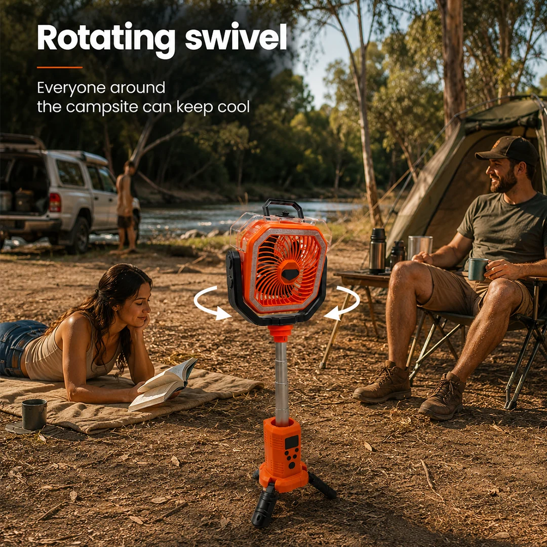 Camping Fan with Adjustable Stand, Water Misting Spray, Built in Lantern & 20,000mAh Battery - Image 5
