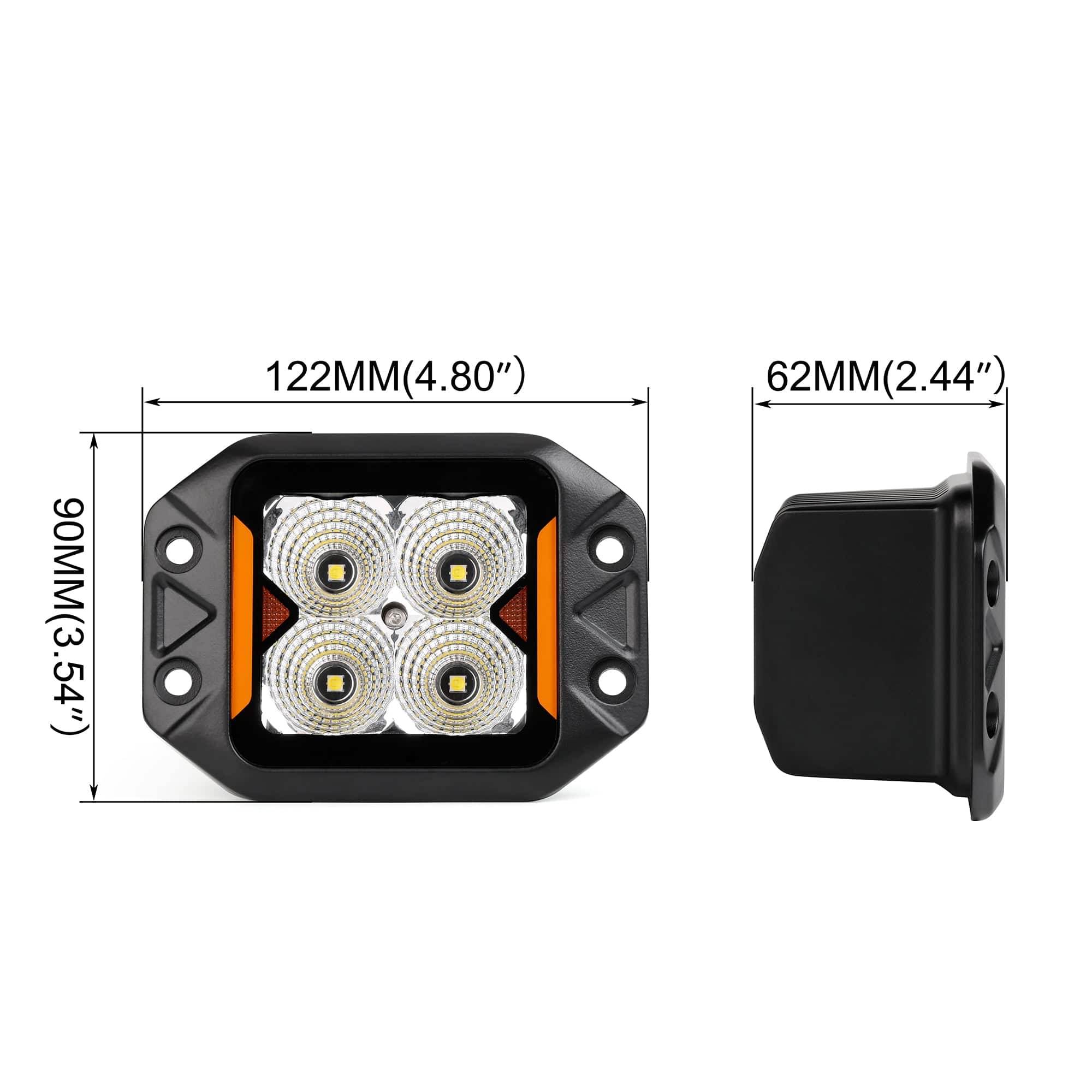 Flush Mount 20W Work Light | Flood | Rockarmor | Wiring Harness Included - Image 7