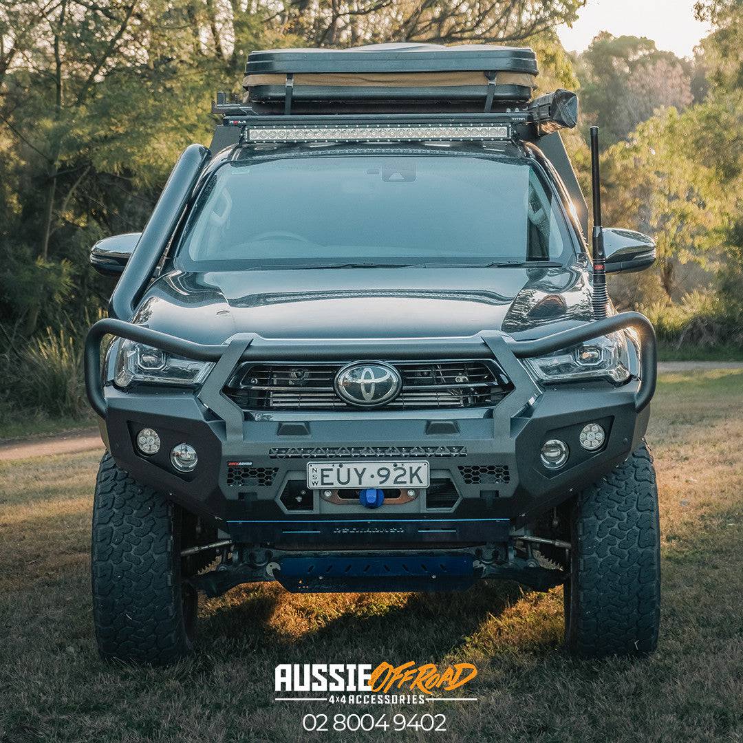 Frontal GT Bull Bar Pack Suits - Hilux 08/2020 - 11/2025 12,000LBS Winch / R85 LED Spotties | Rockamor - Image 2