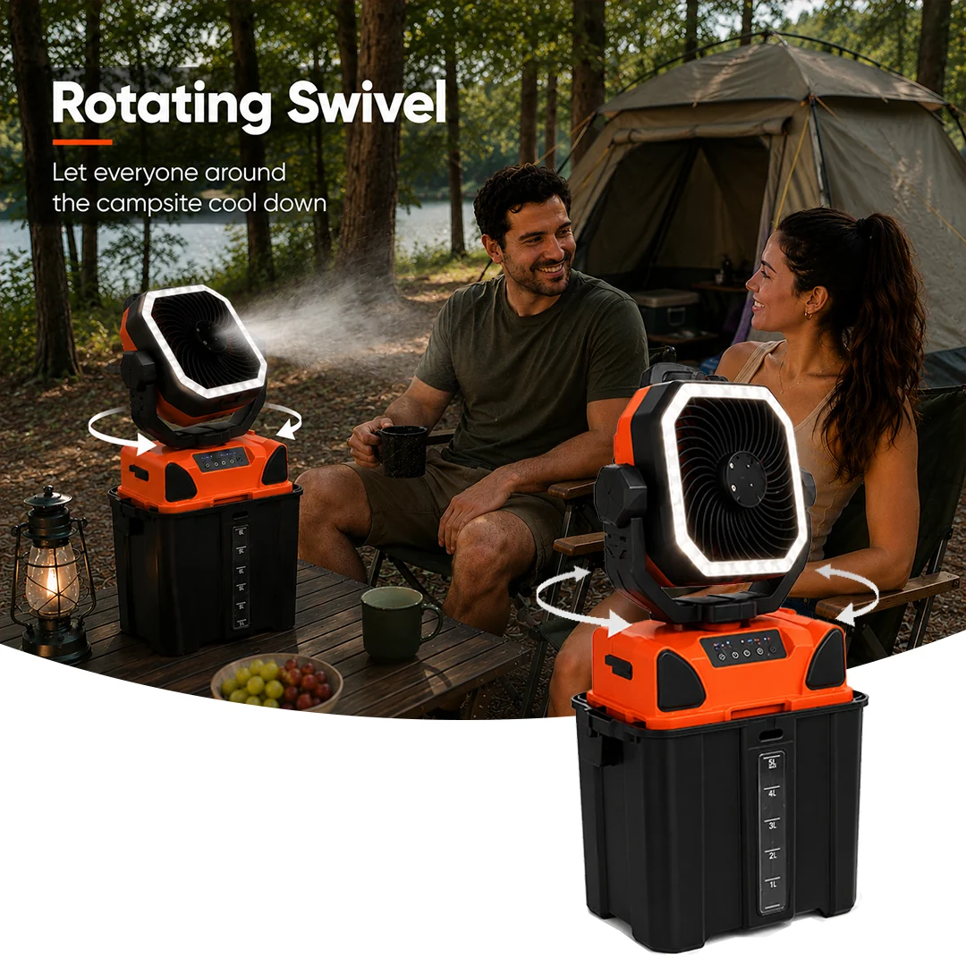 Portable Camping Fan with Water Misting Spray - 20,000mAh Battery - 6Litre Water Tank - Built in Lantern - Image 12