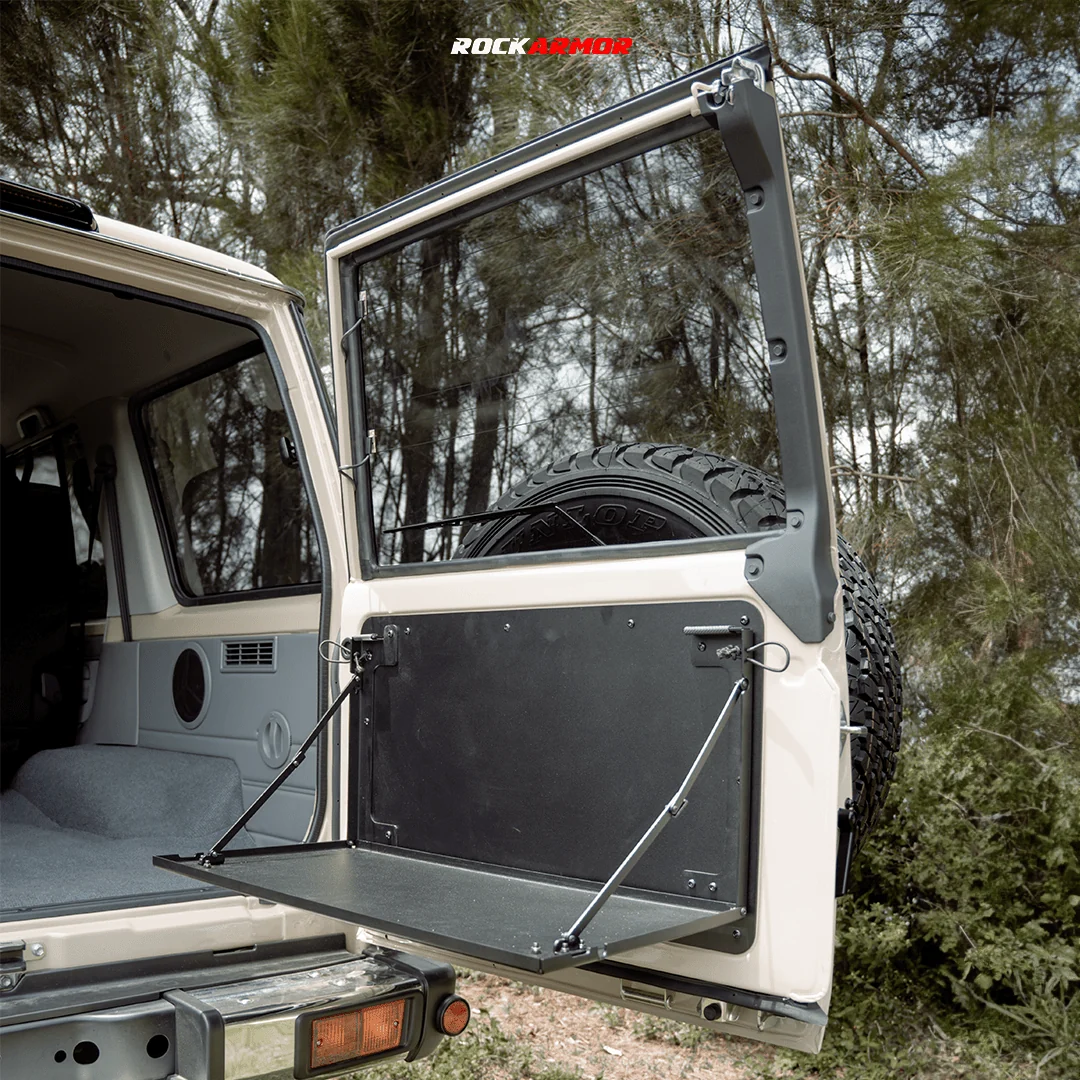 Rear Door Folding Alloy Table (Drivers Side) 75/76/78 Series Landcruiser Wagon - Image 2