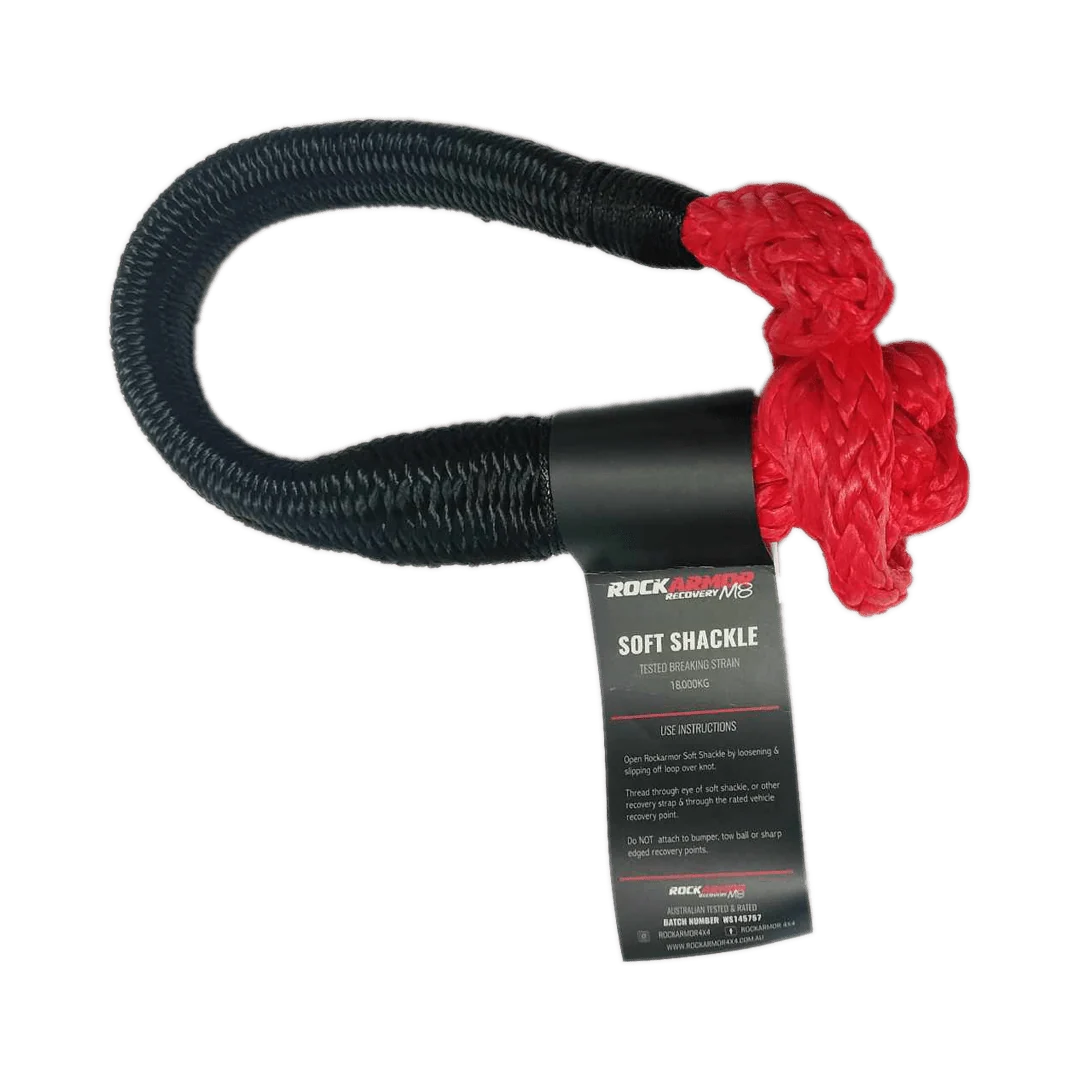 18,000KG RATED Red SOFT SHACKLE (WITH UHMWPE BINDING)