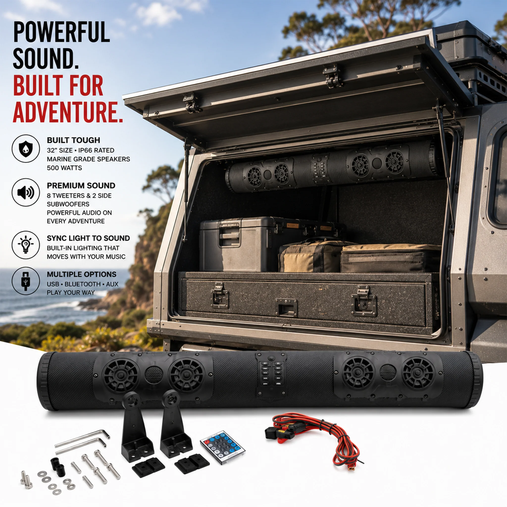 Rockarmor 32" Bluetooth Soundbar IP66 - Image 3