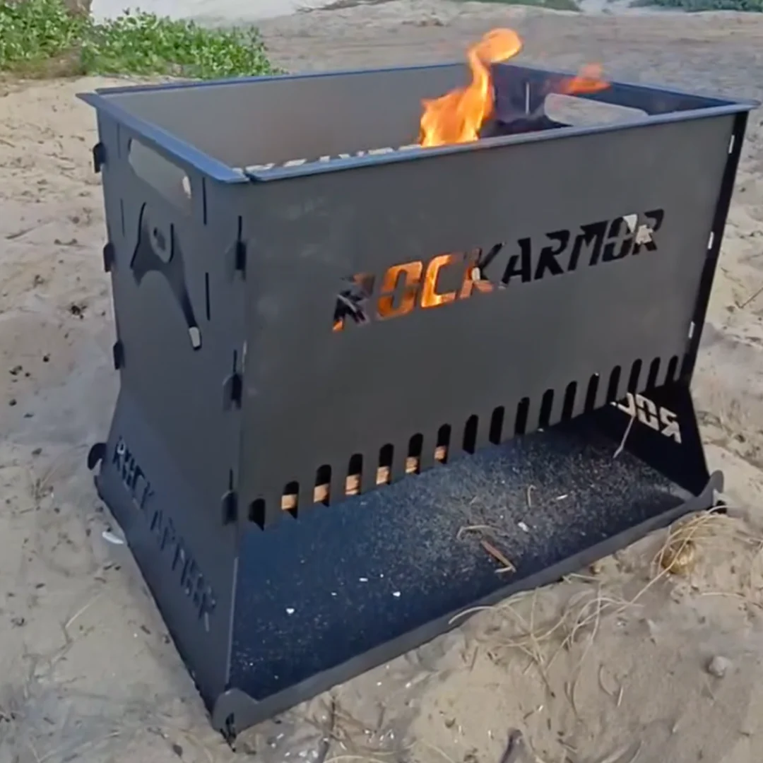 Rockarmor Camp Fire Pit & Grille Plate - 3mm Steel (Black) - Image 3