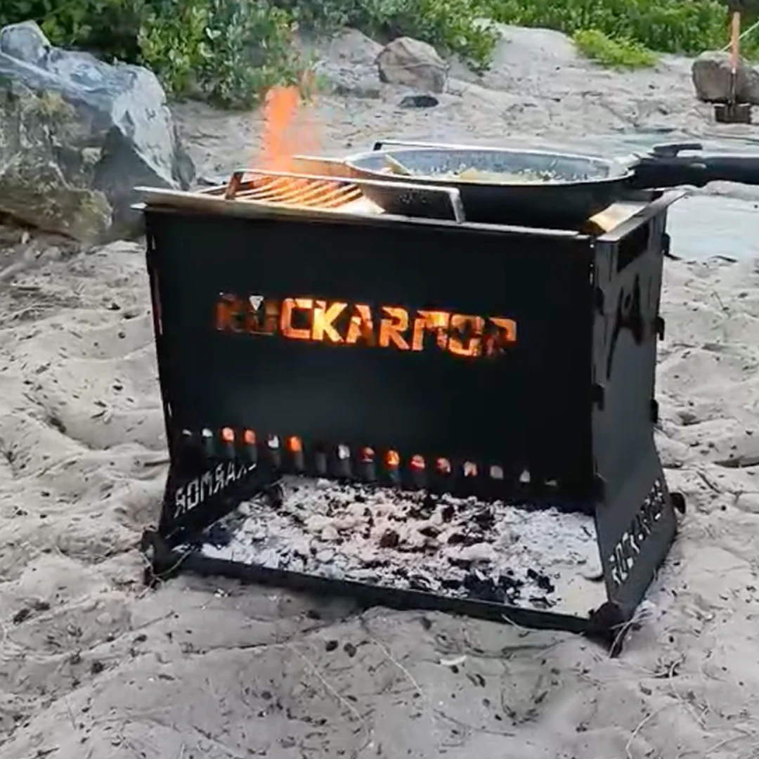 Rockarmor Camp Fire Pit & Grille Plate - 3mm Steel (Black) - Image 5