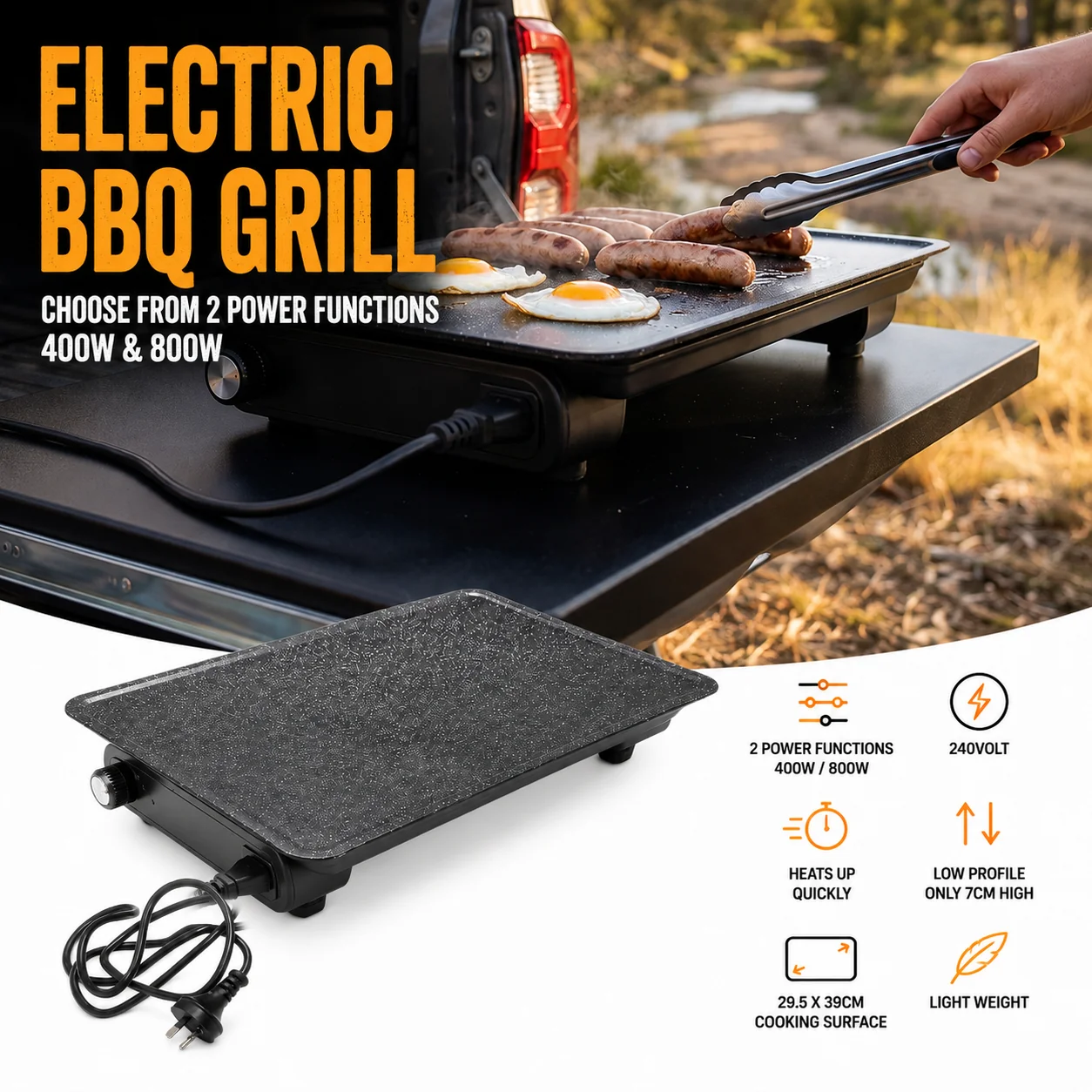 Rockarmor Portable Electric BBQ - 2 x Power Functions 400w & 800w - Image 3