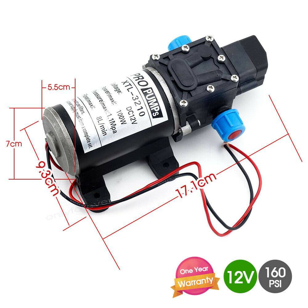 12 Volt 160psi Self Priming 8 litre P/M Water Pump - Image 3